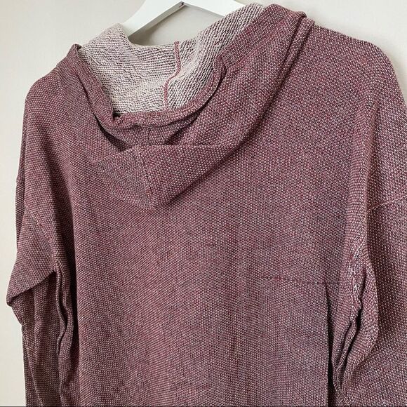 Max Studio Tunic Hoodie Striped Hooded High/low Funnel Neck Burgundy Casual Cute - Picture 9 of 14
